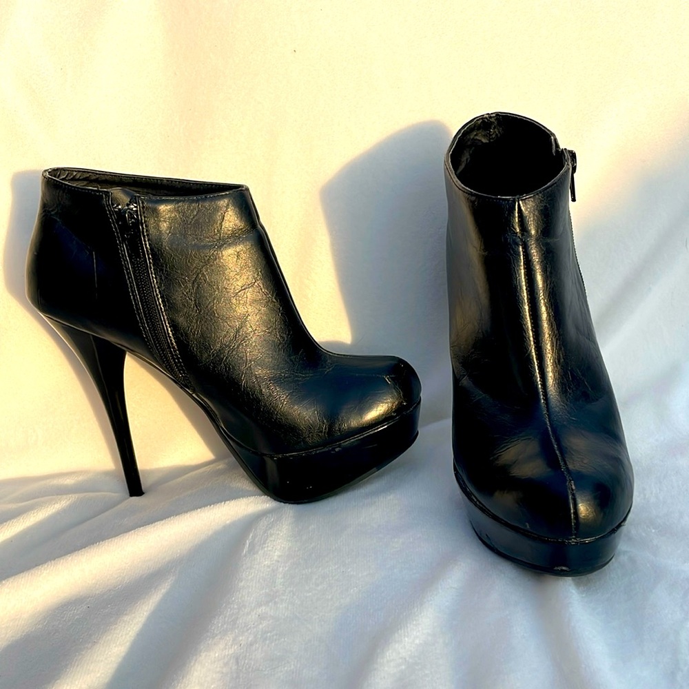 Black platform booties